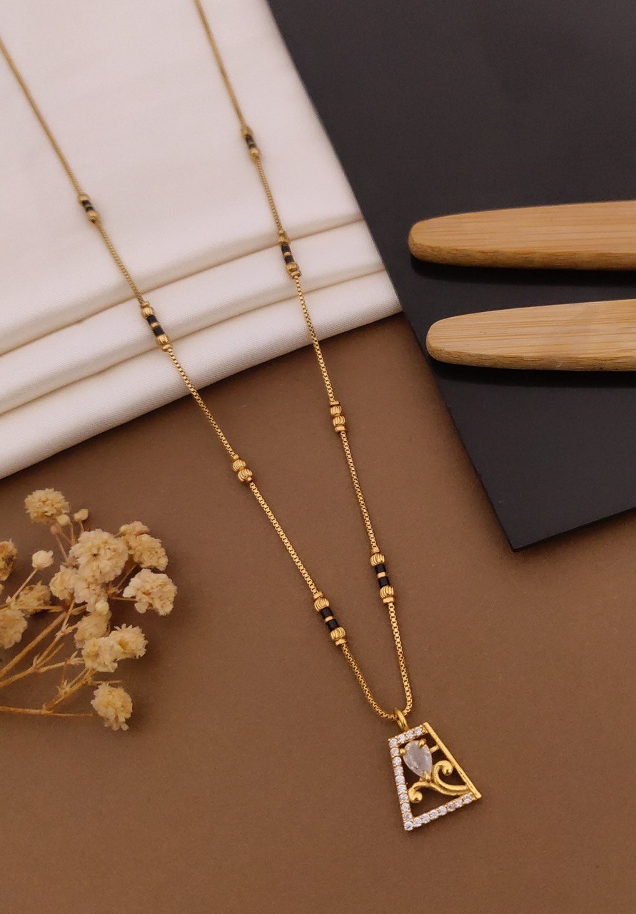 Elegant Gold-Plated Black Bead Mangalsutra