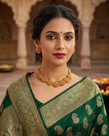 Ethnic Gold Plated Necklace Set with Earrings