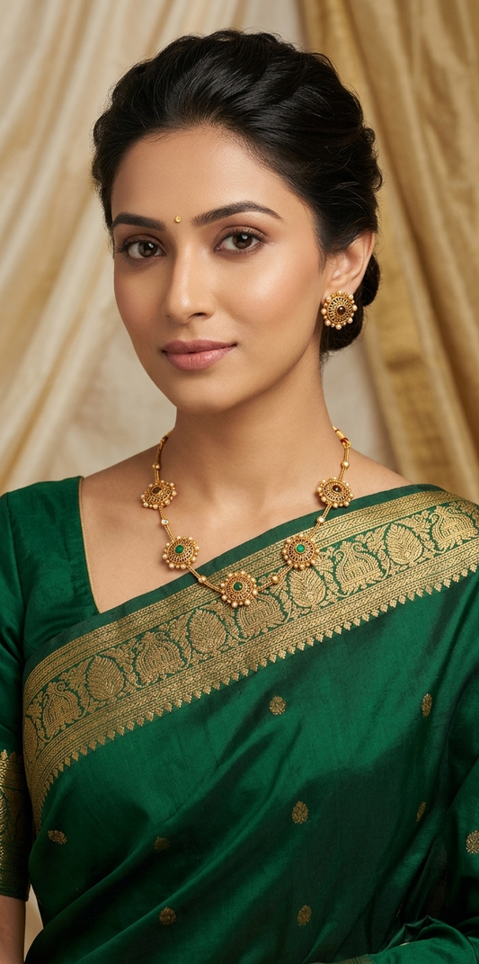 Designer Floral Temple Necklace Set