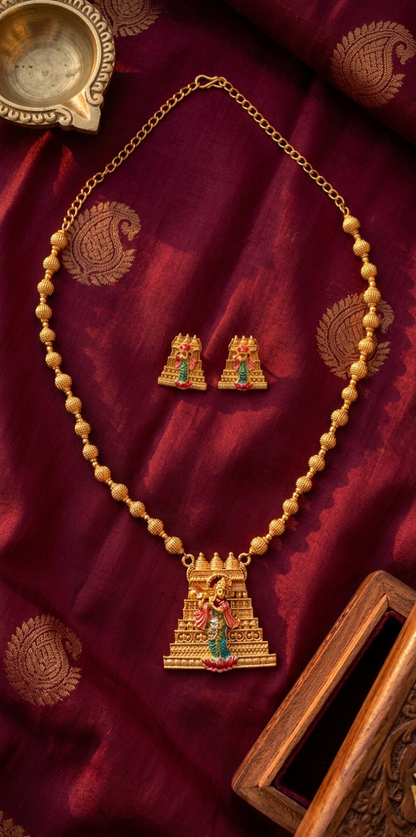 Elegant Temple Design Necklace Set for Women | Bridal Ethnic Jewelry