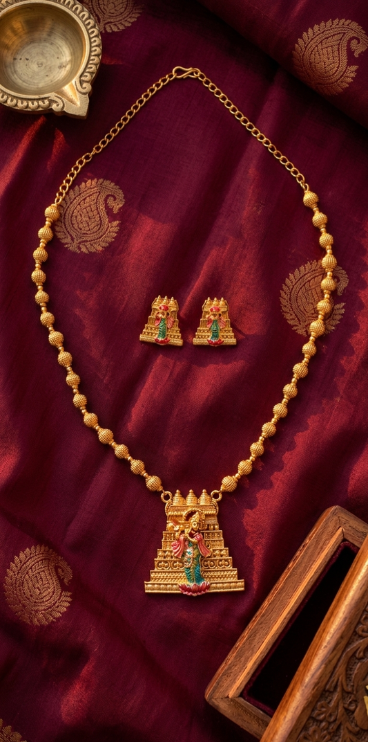 Elegant Temple Design Necklace Set for Women | Bridal Ethnic Jewelry