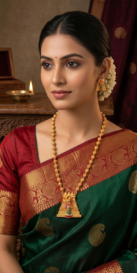 Elegant Temple Design Necklace Set for Women | Bridal Ethnic Jewelry