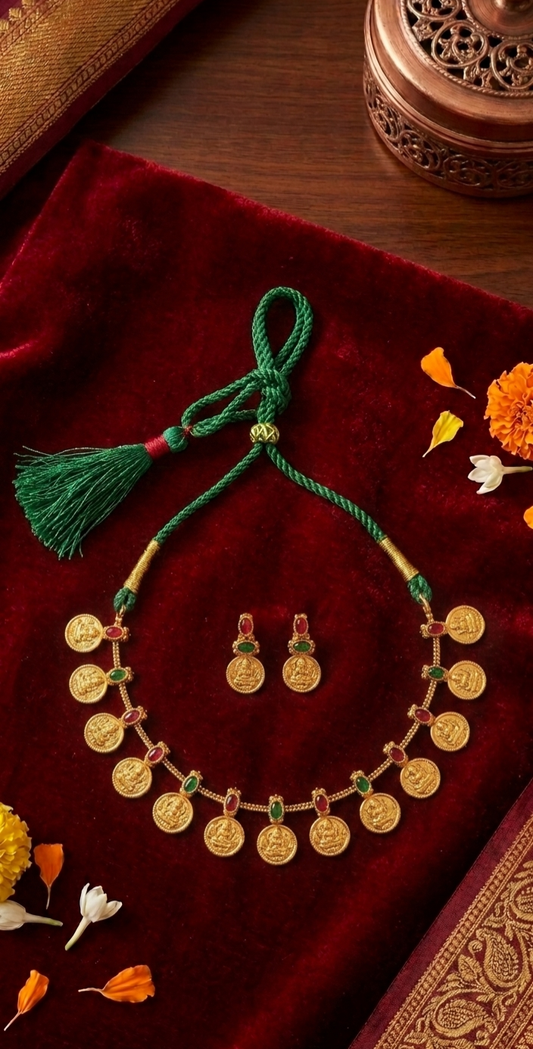 Ethnic Lakshmi Coin Necklace Set for Wedding