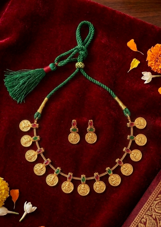 Ethnic Lakshmi Coin Necklace Set for Wedding