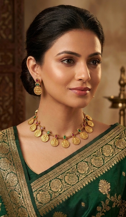 Ethnic Lakshmi Coin Necklace Set for Wedding