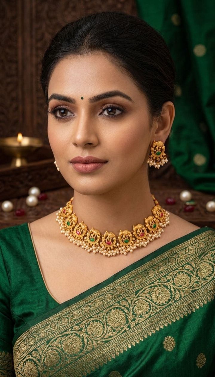 South Indian Elephant Temple Necklace Set