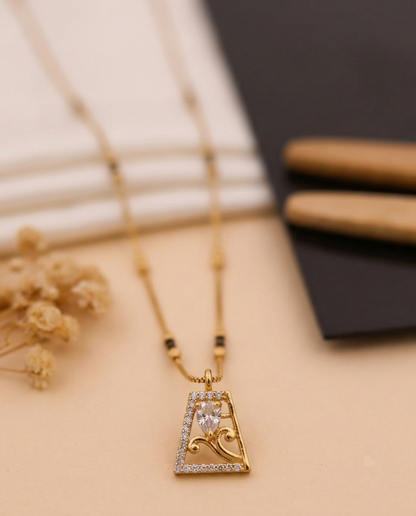 Elegant Gold-Plated Black Bead Mangalsutra