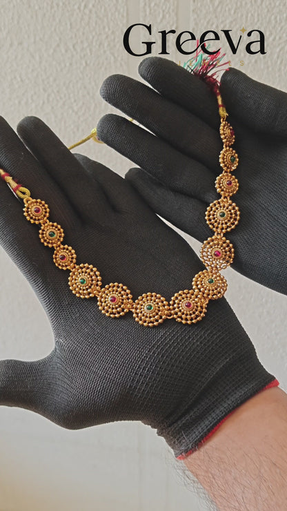 Ethnic Gold Plated Necklace Set with Earrings