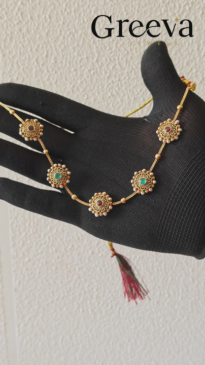 Designer Floral Temple Necklace Set