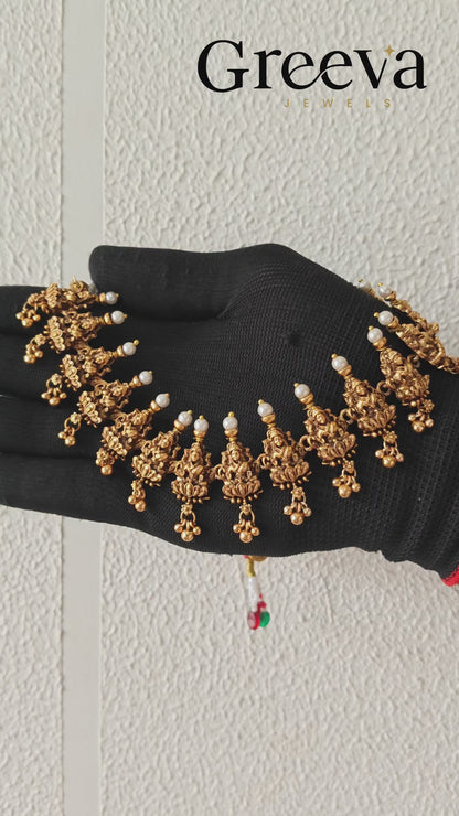Traditional Lakshmi Temple Gold Plated Necklace Set with Earrings
