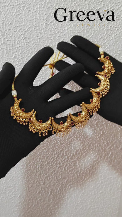 Traditional Temple Necklace Set with Matching Earrings