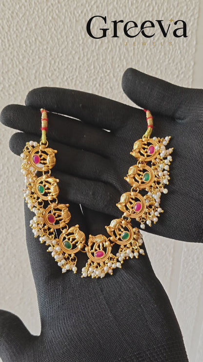 South Indian Elephant Temple Necklace Set