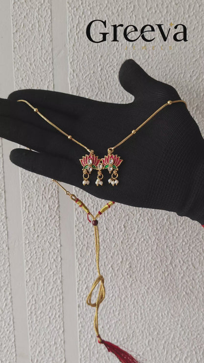 Lotus Gold Plated Pendant Necklace Set for Women