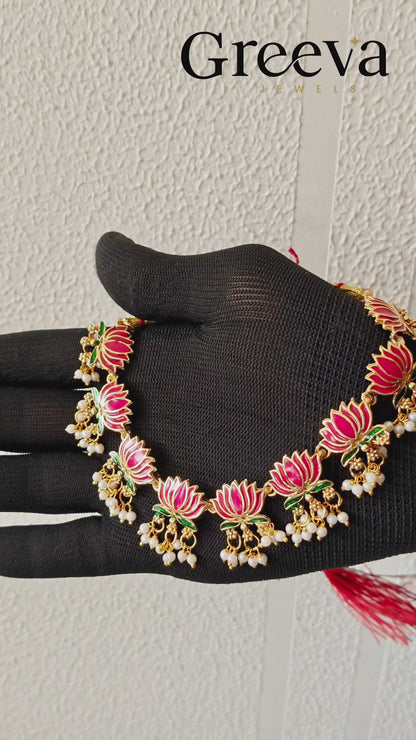 Gold Plated Lotus Flower Necklace Set for Women