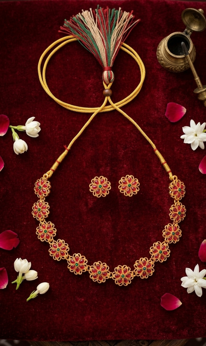 Premium Gold Plated Flower Necklace Set