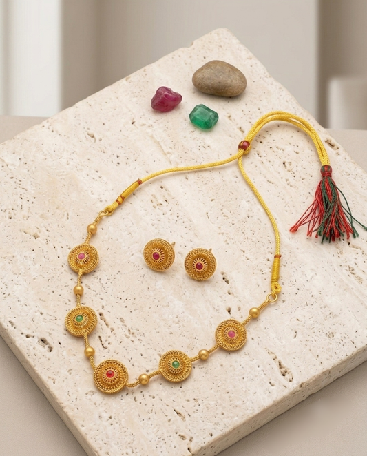 Traditional Multicolor Stone Necklace Set