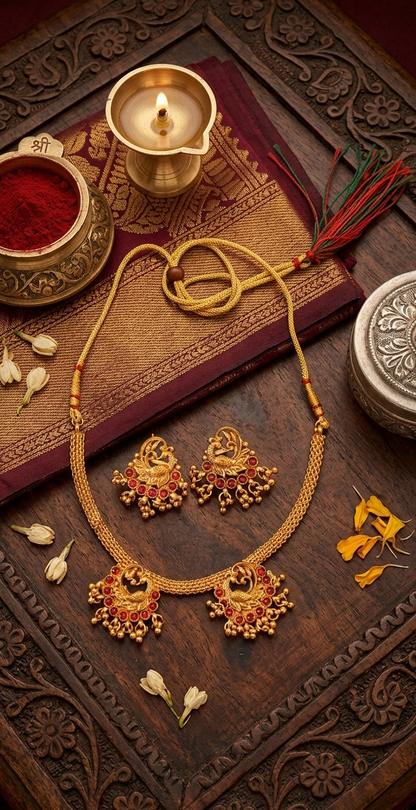 Premium Peacock Motif Necklace Set